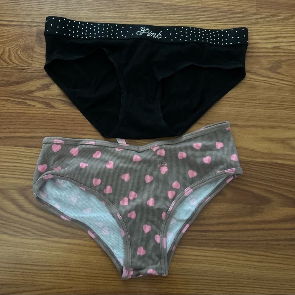 New with tags Victoria secret black bling panty small, and Vs pink panty medium